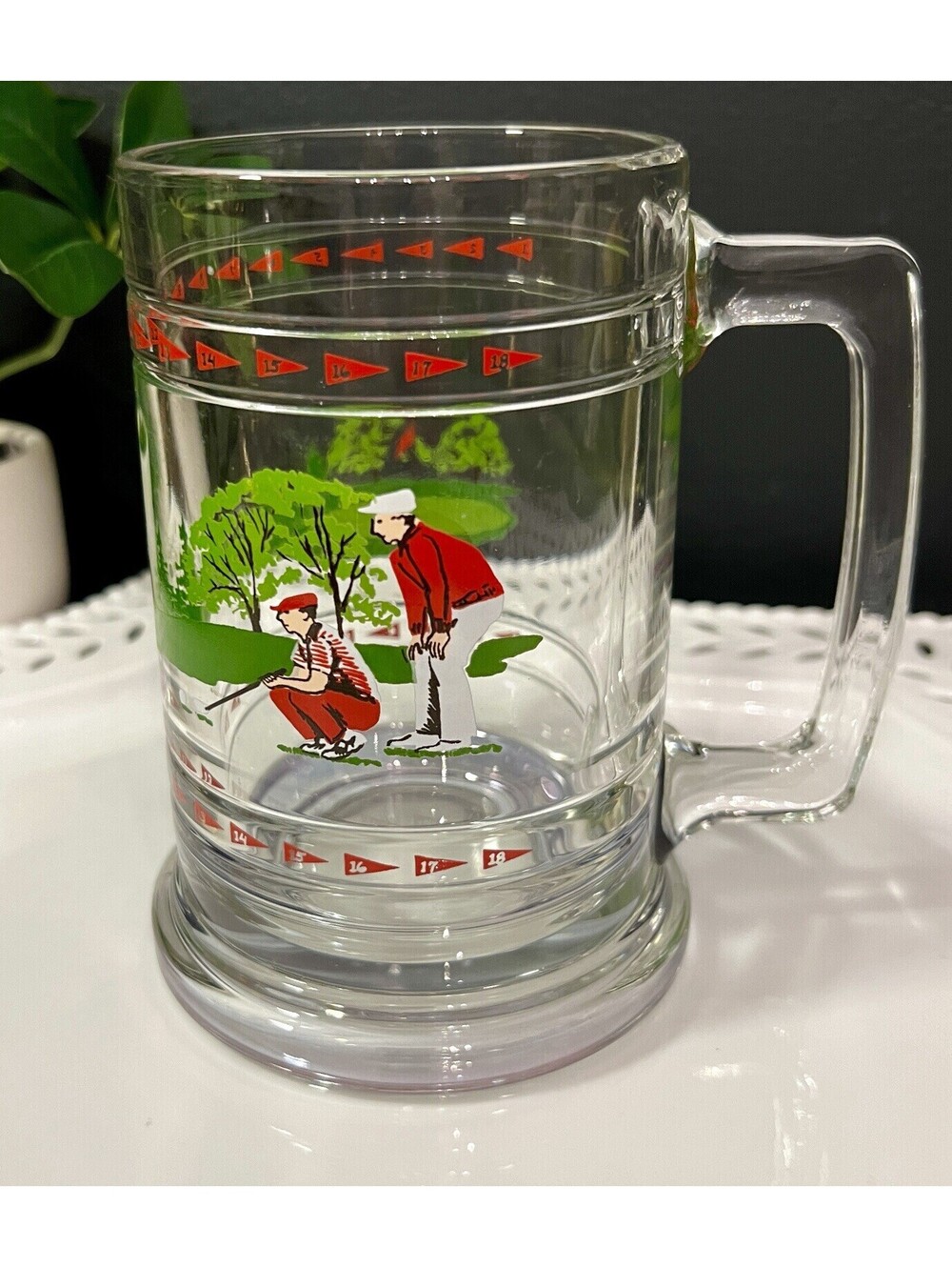 Vintage USA Princess House Golf Glass Mug. Beer Mug